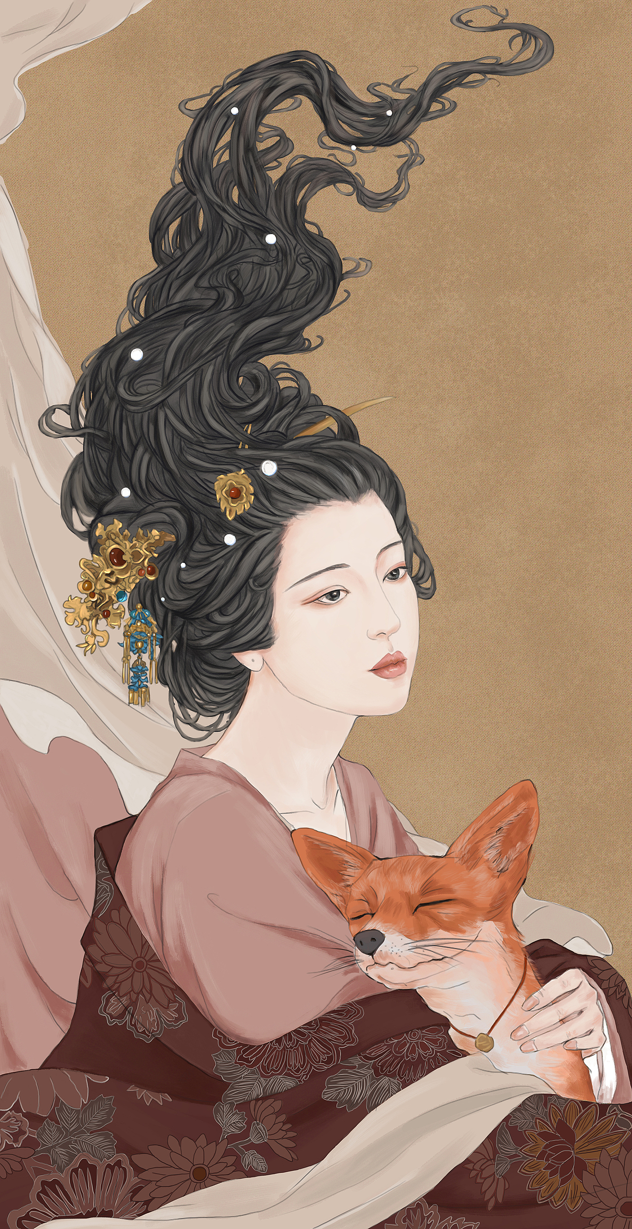 抱着狐狸的少女