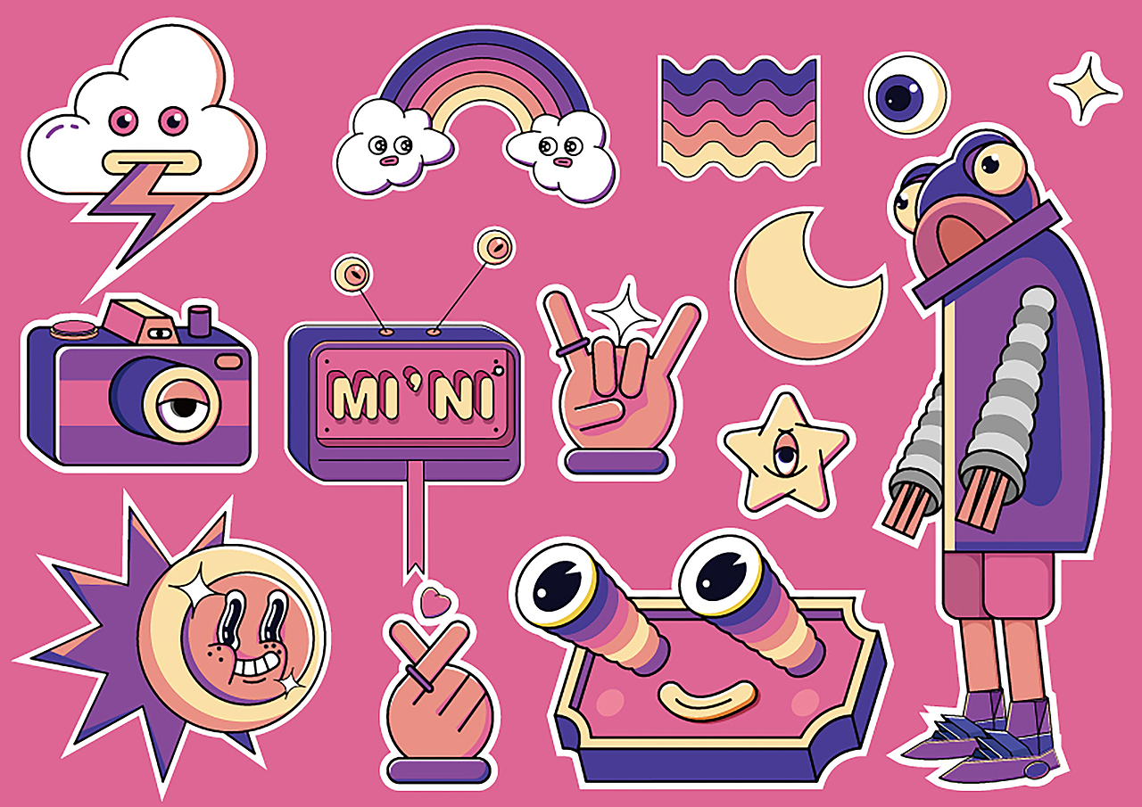 矢量插画——潮玩海报（图ZMjgwOTgzMzQ4） - 商业插画 - 站酷设计师好吃坚果原创素材 - 站酷ZCOOL