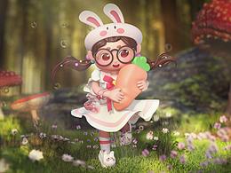 啊！草丛中有只偷萝卜的兔纸，快抓住她！