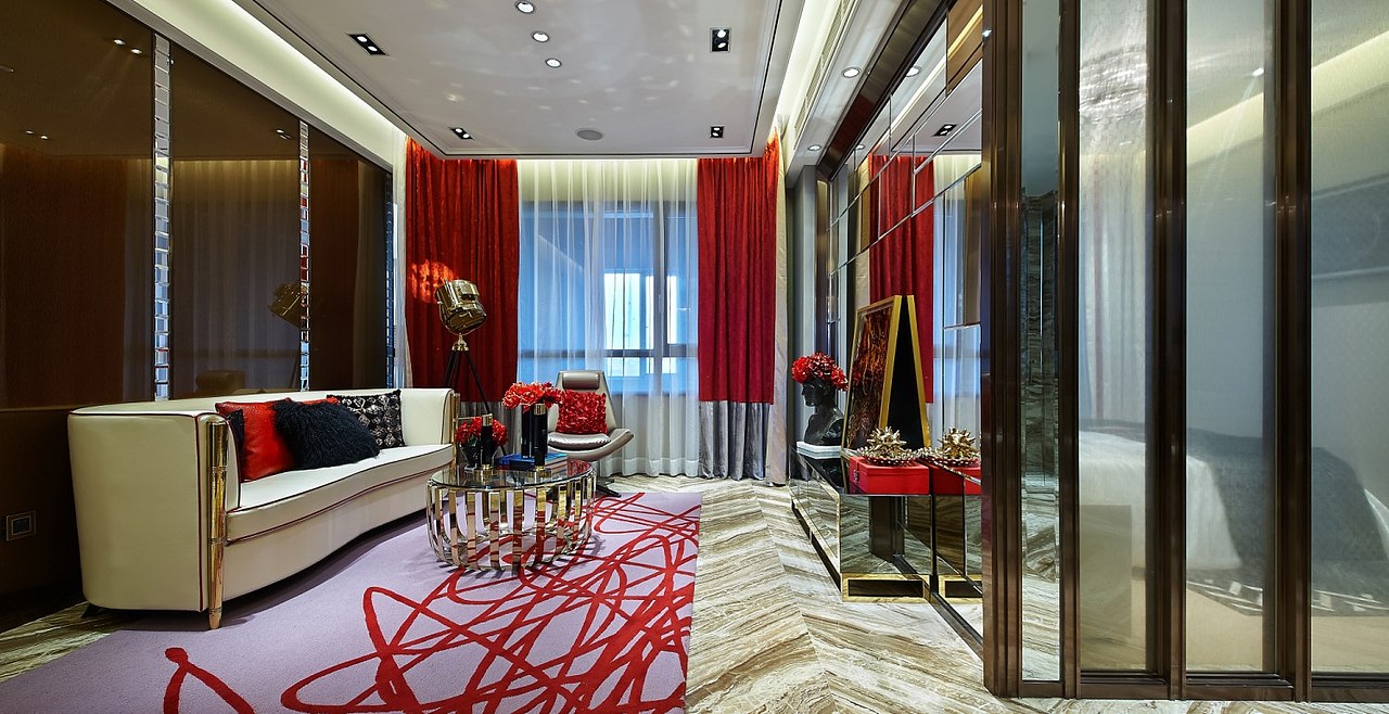 怡丰森林湖装修，140平嫣红范儿简约样板间设计（图ZODEzOTM4MDQ=） - 家装设计 - 站酷设计师河南郑州美巢装饰原创素材 - 站酷ZCOOL