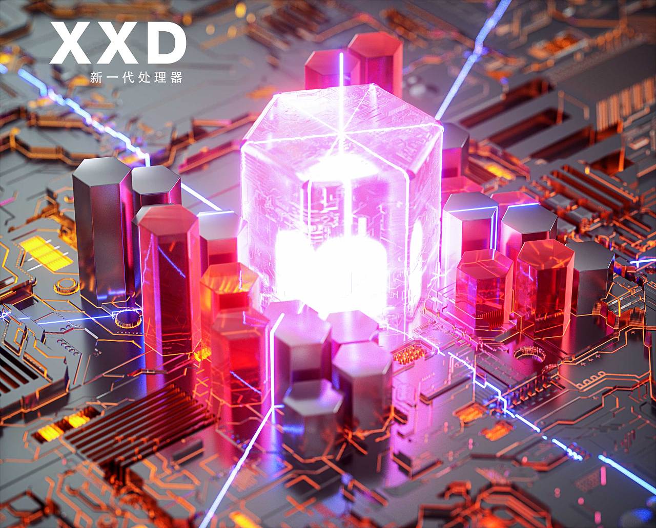 c4d电路板创意海报