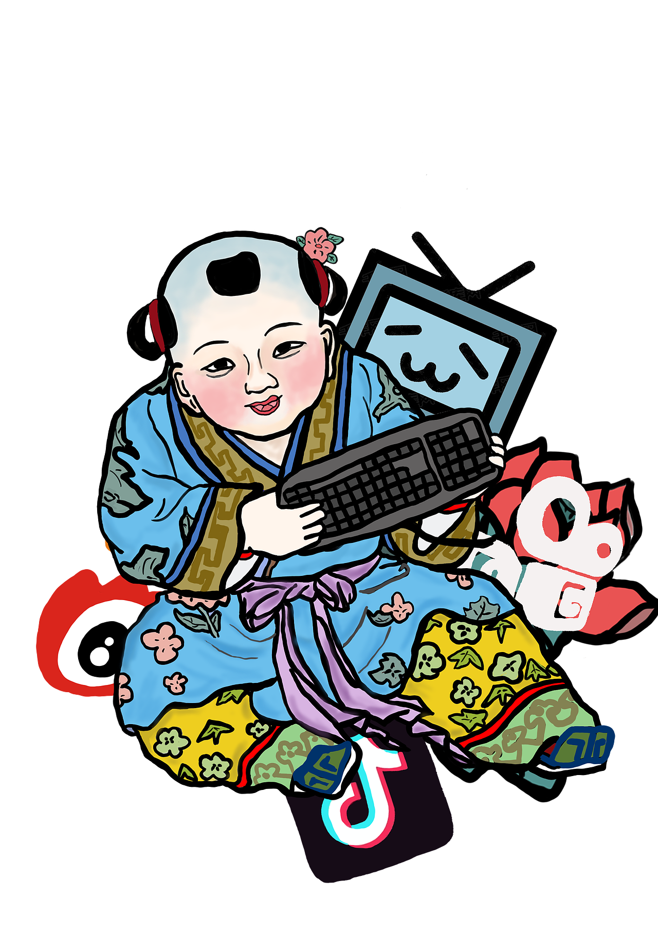 “潮流娃仔”杨柳青年画娃娃文创产品设计（图ZMjYwMzUyNTUy） - 图案 - 站酷设计师嘻嘻嘻番薯干原创素材 - 站酷ZCOOL