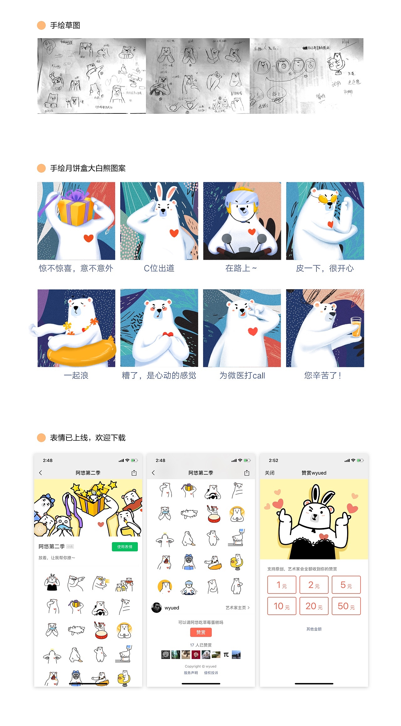 微医大白熊表情包设计——《阿悠表情包第二季》（图ZMTUyNTM4MTEy） - 网络表情 - 站酷设计师肉松陀陀原创素材 - 站酷ZCOOL