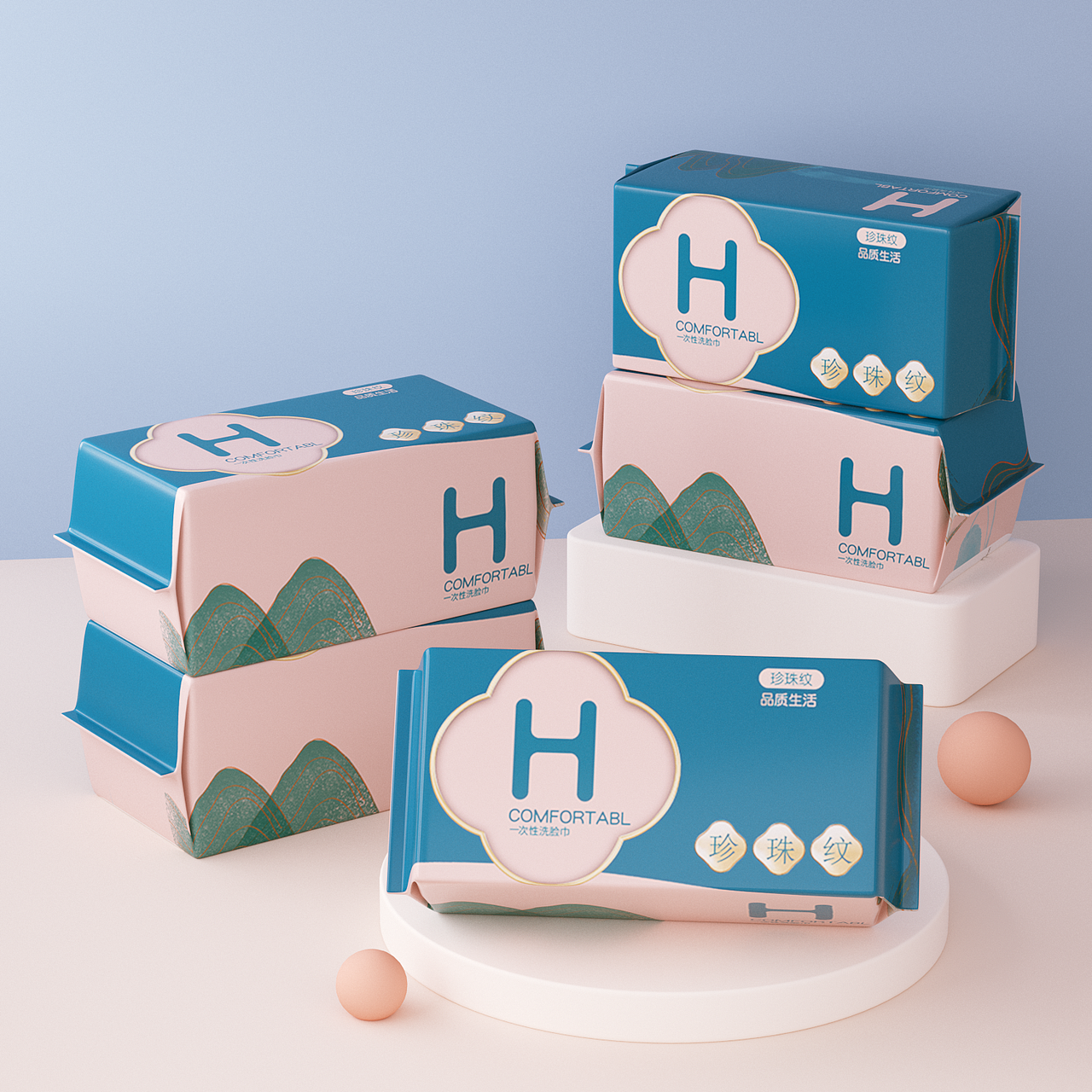 中国风洗脸巾/棉柔巾/湿巾包装_小白兔设计2-站酷zcool