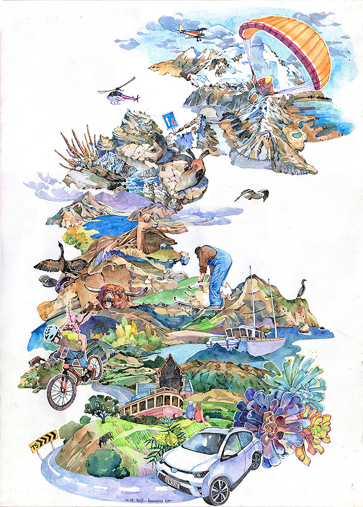 纽西兰南岛之旅的插画&速写