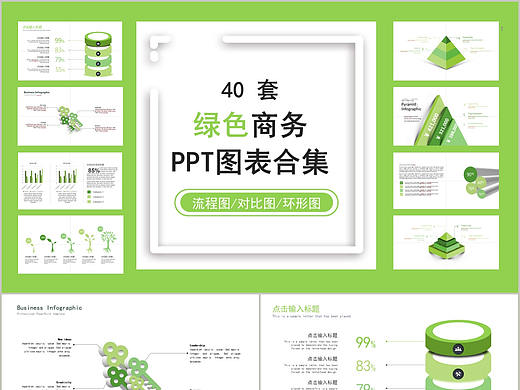 40套自然生态绿色环保风创意信息可视化PPT图表合集