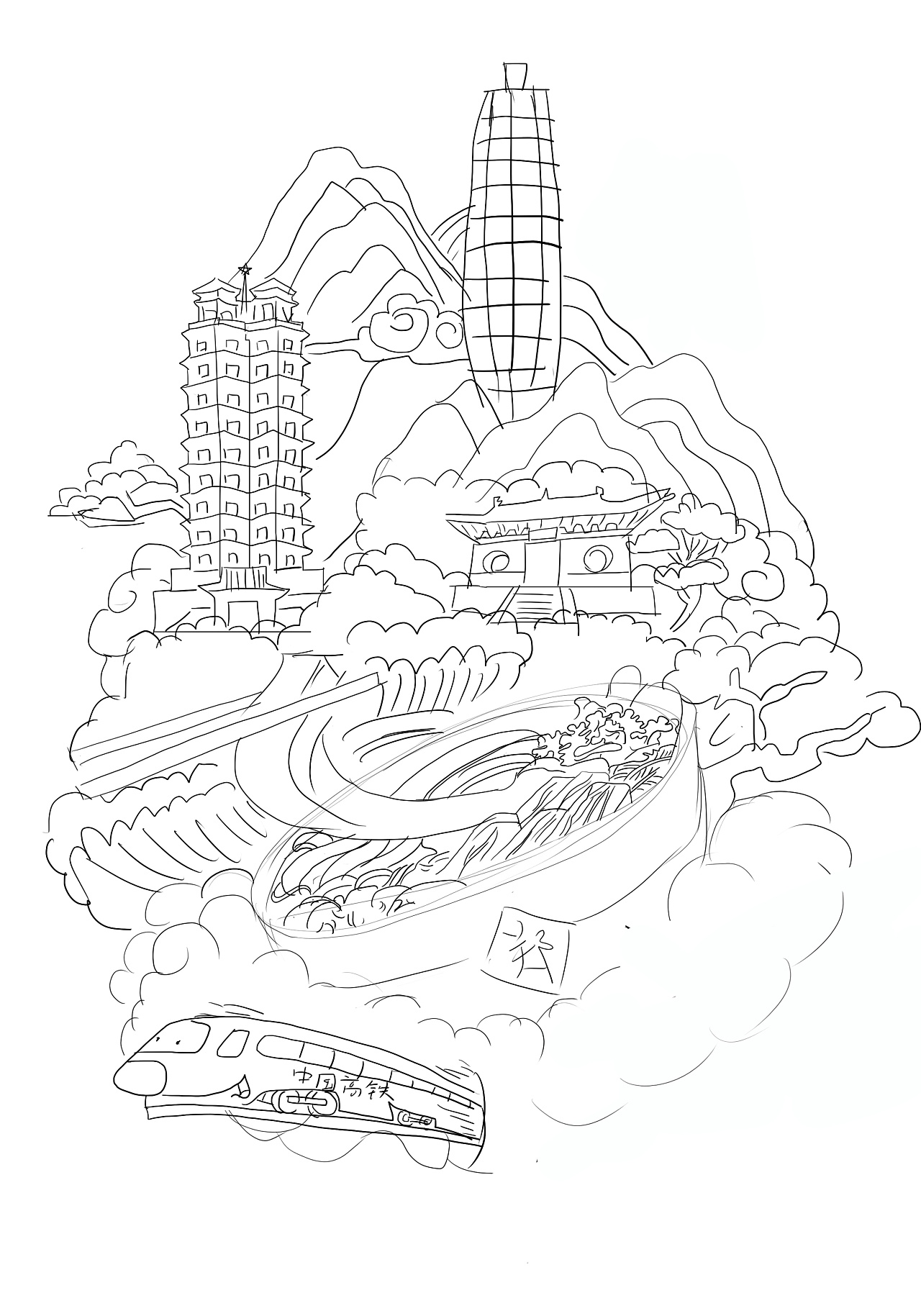 郑州玉米楼的简易画法图片