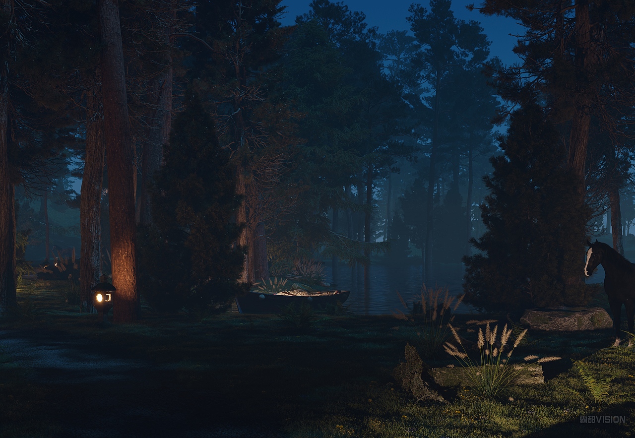 林中小屋-退休矿工努儿哈吃的休闲生活 夜景篇（图ZMjcxODc4ODky） - 建筑设计 - 站酷设计师霸都THES原创素材 - 站酷ZCOOL