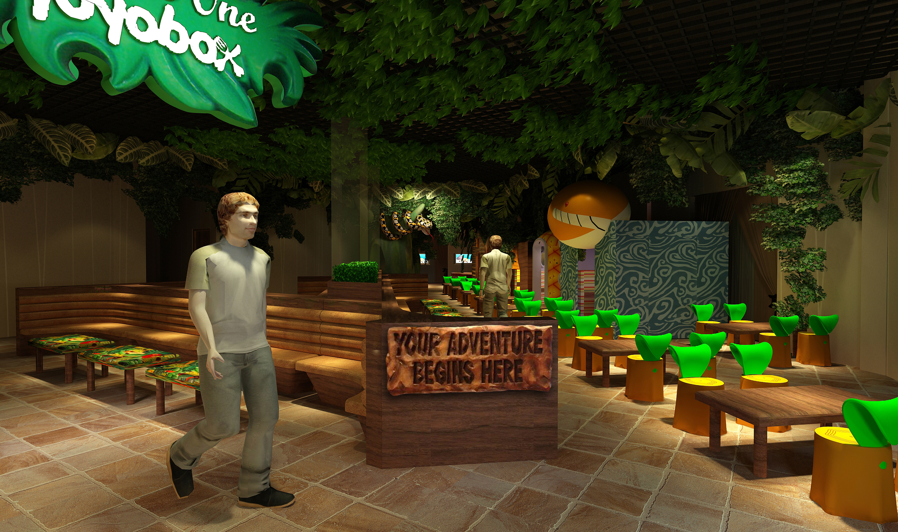 热带雨林风格主题餐厅设计|空间|家装设计|楠锅 - 原创作品 - 站酷 (z