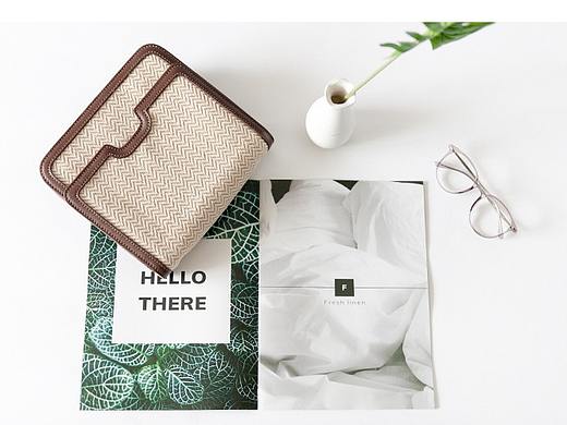 f2studio波特酒褐拼接编织牛皮小方包磁扣开合复古百搭