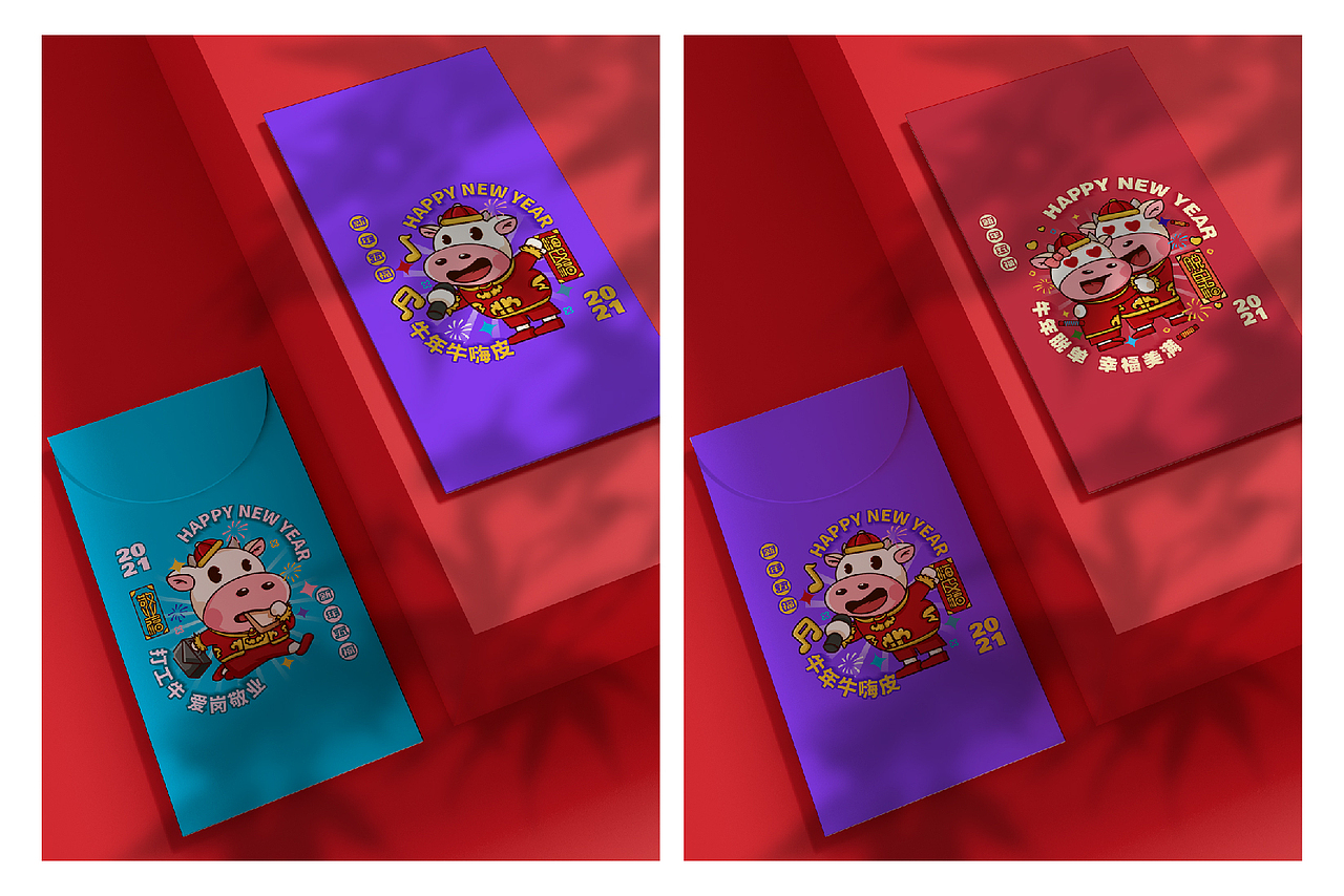 牛年新五福（图ZMjM5MzY0MTY4） - 商业插画 - 站酷设计师六六鱼原创素材 - 站酷ZCOOL