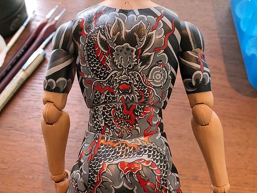 龙骷髅男素体模玩纹身