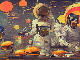 #AI创作实验室#宇航员吃着汉堡漫游在古唐朝平行时空