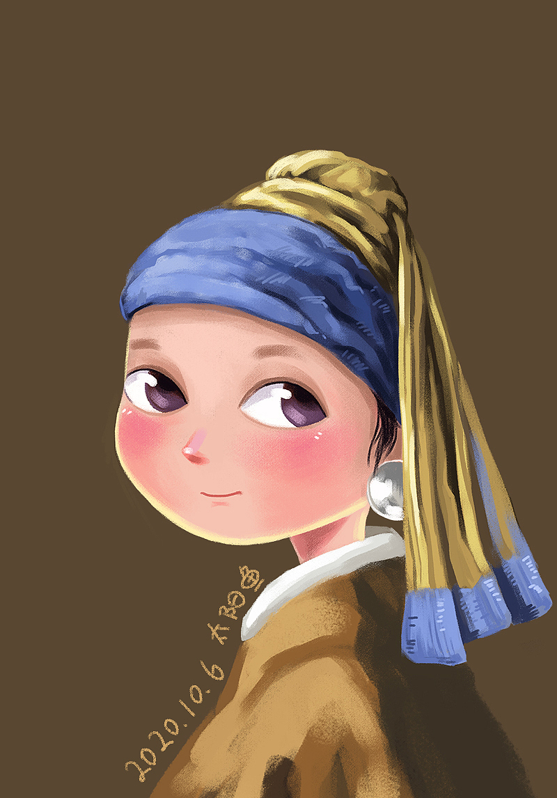 举报收藏分享原创作品插画儿童插画戴珍珠耳环少女小女孩微笑插画师