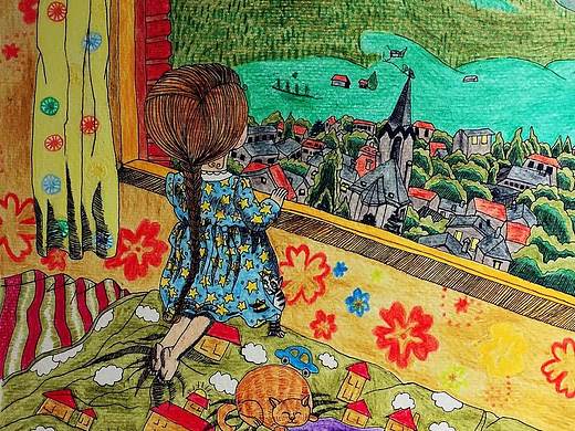 小修手绘彩铅、线描作品