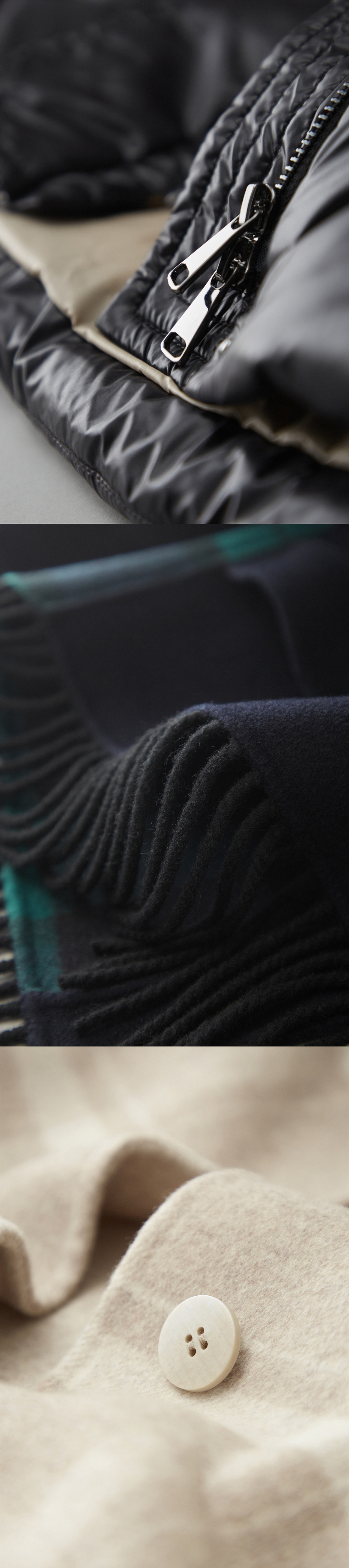 纽扣拉链精拍细节图平铺创意摆拍面料拍摄详情页面转化