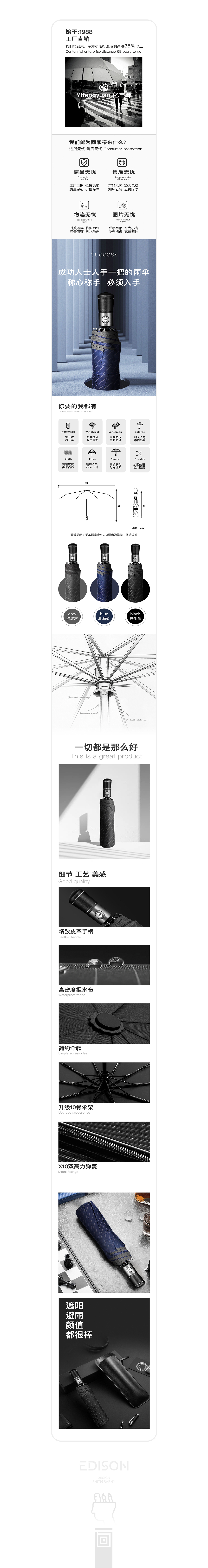自动折叠伞| 详情设计 ✖ EDISON ZHANG（图ZMjkwNDM1MDA4） - 电商 - 站酷设计师张向往Edison原创素材 - 站酷ZCOOL