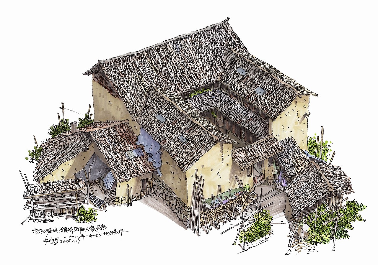 民居古建写生（图ZMTM2MTY0MjEy） - 建筑设计 - 站酷设计师绘聚设计教育原创素材 - 站酷ZCOOL