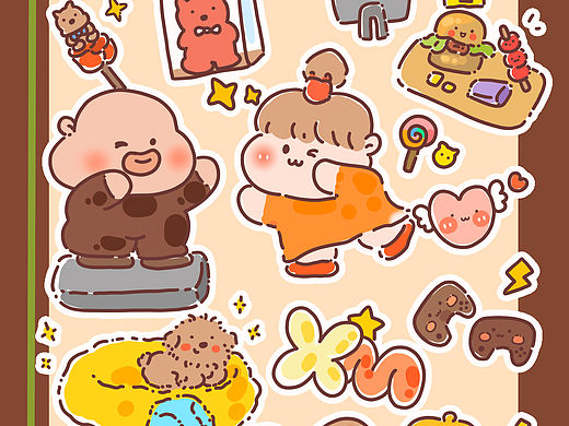 丑娃和肉妞系列第一弹 咕卡贴贴（个人主页-ZNjc0NDExOTY=） - 商业插画 - 站酷设计师小阿密原创素材 - 站酷ZCOOL