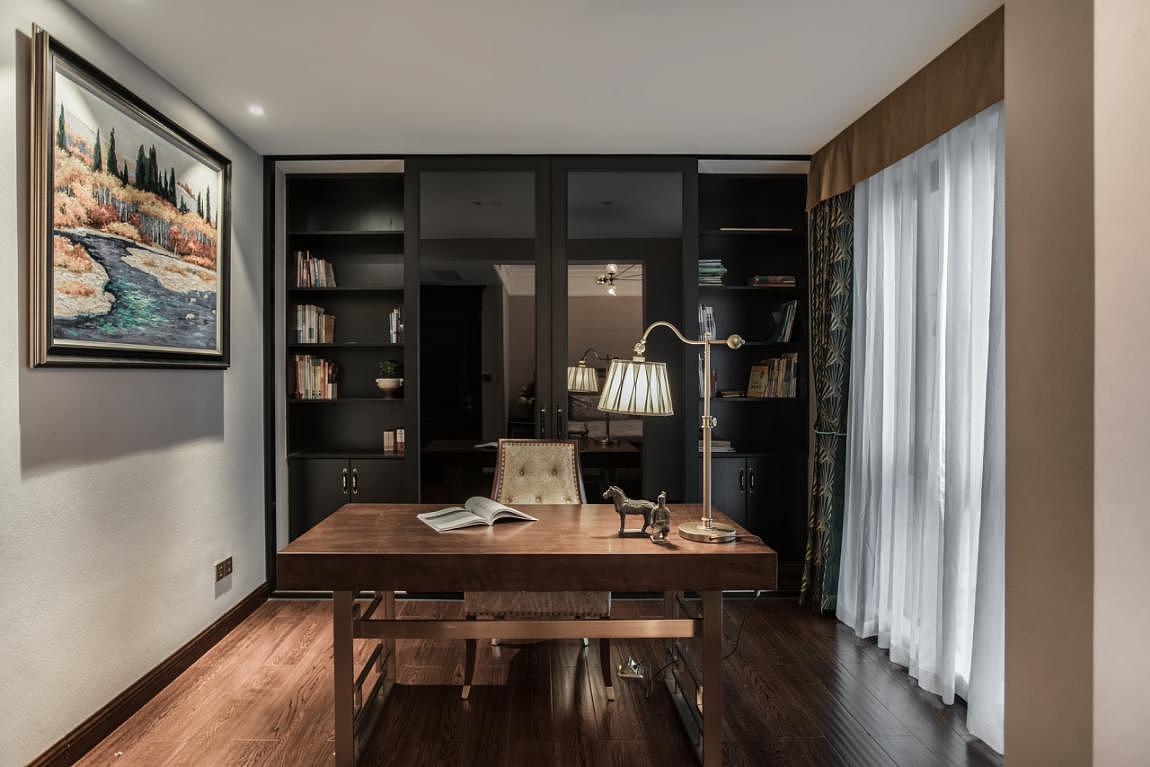 美的家装饰 北岸江山 美式风格全案设计 书房装修设计