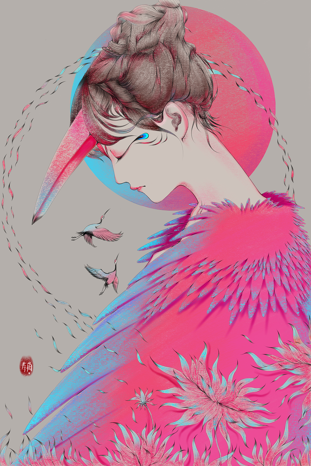 《逐鹿系列～《归去来兮.红鹤》》（图ZMTAxNzE5MjAw） - 创作习作 - 站酷设计师寿猫FLOVEL原创素材 - 站酷ZCOOL