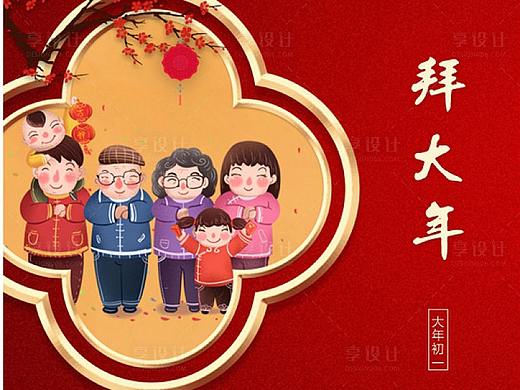 春节拜年年俗移动端海报系列