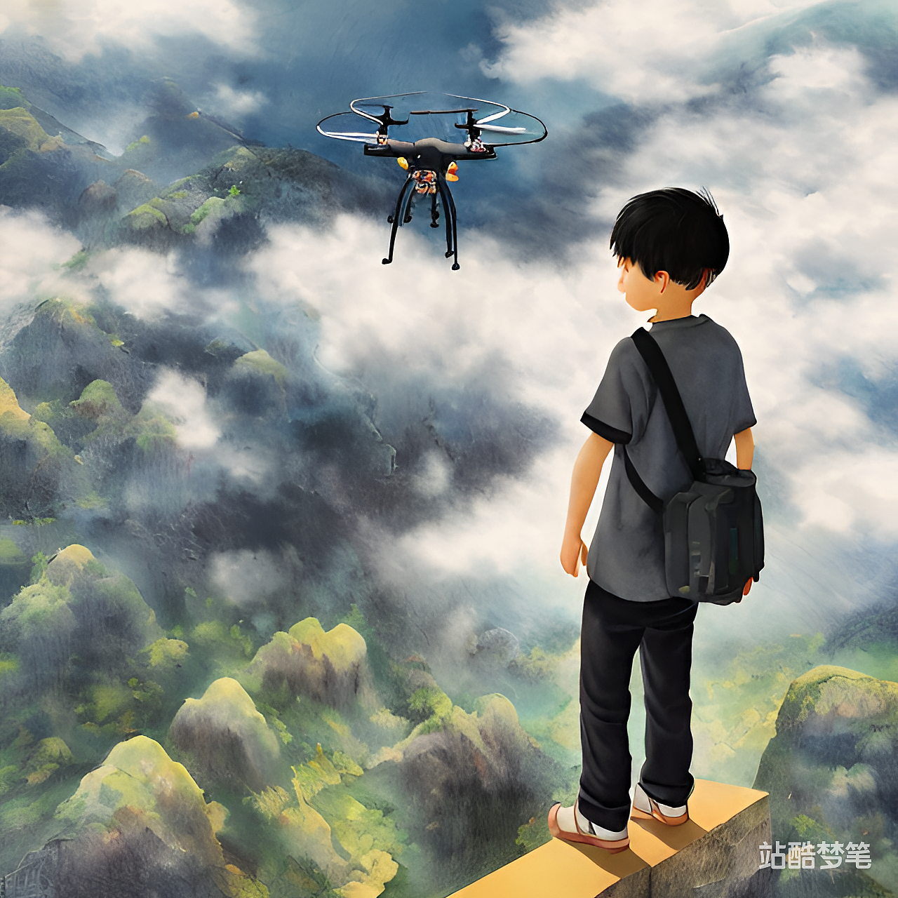 #站酷梦笔#在一个多云的天气，微微带点阳光，一个身穿（图ZMzM2NTY5NTA0） - AI作品 - 站酷设计师大黑不吃辣条原创素材 - 站酷ZCOOL