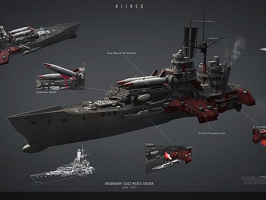 红色警戒2无畏级战舰3D概念图（同人创作）