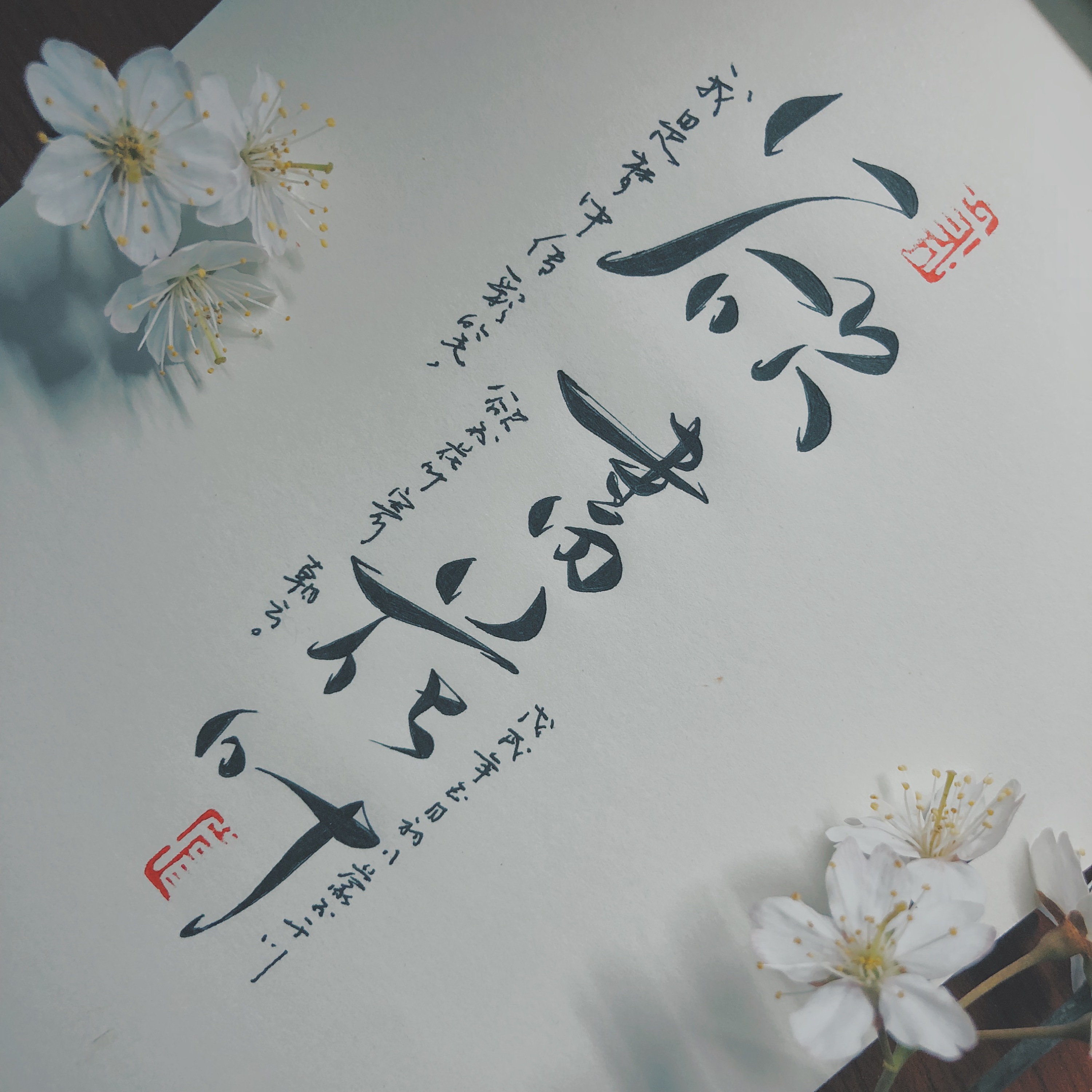 原创手写菊花体——欲书花叶