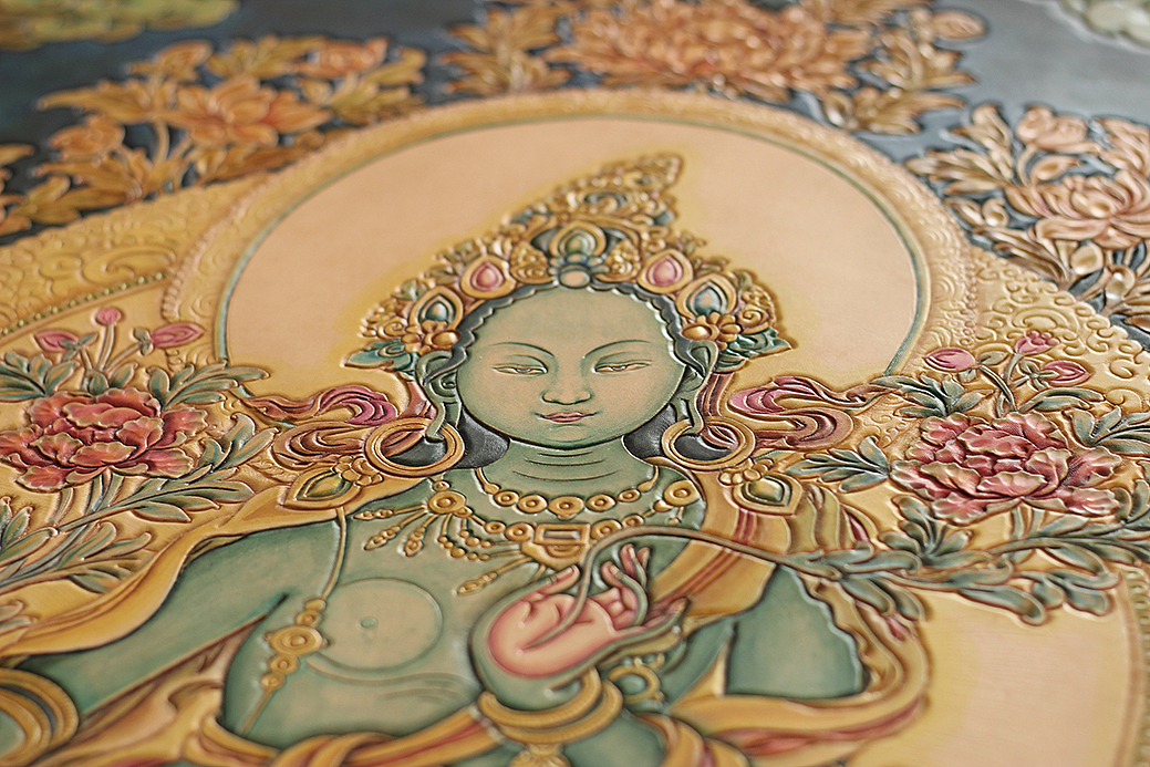 多罗观音绿度母 / 皮雕唐卡(图ZMjIzNjY3NDA0) - 工艺品设计 - 站酷设计师品成PINCHIN原创素材 - 站酷ZCOOL