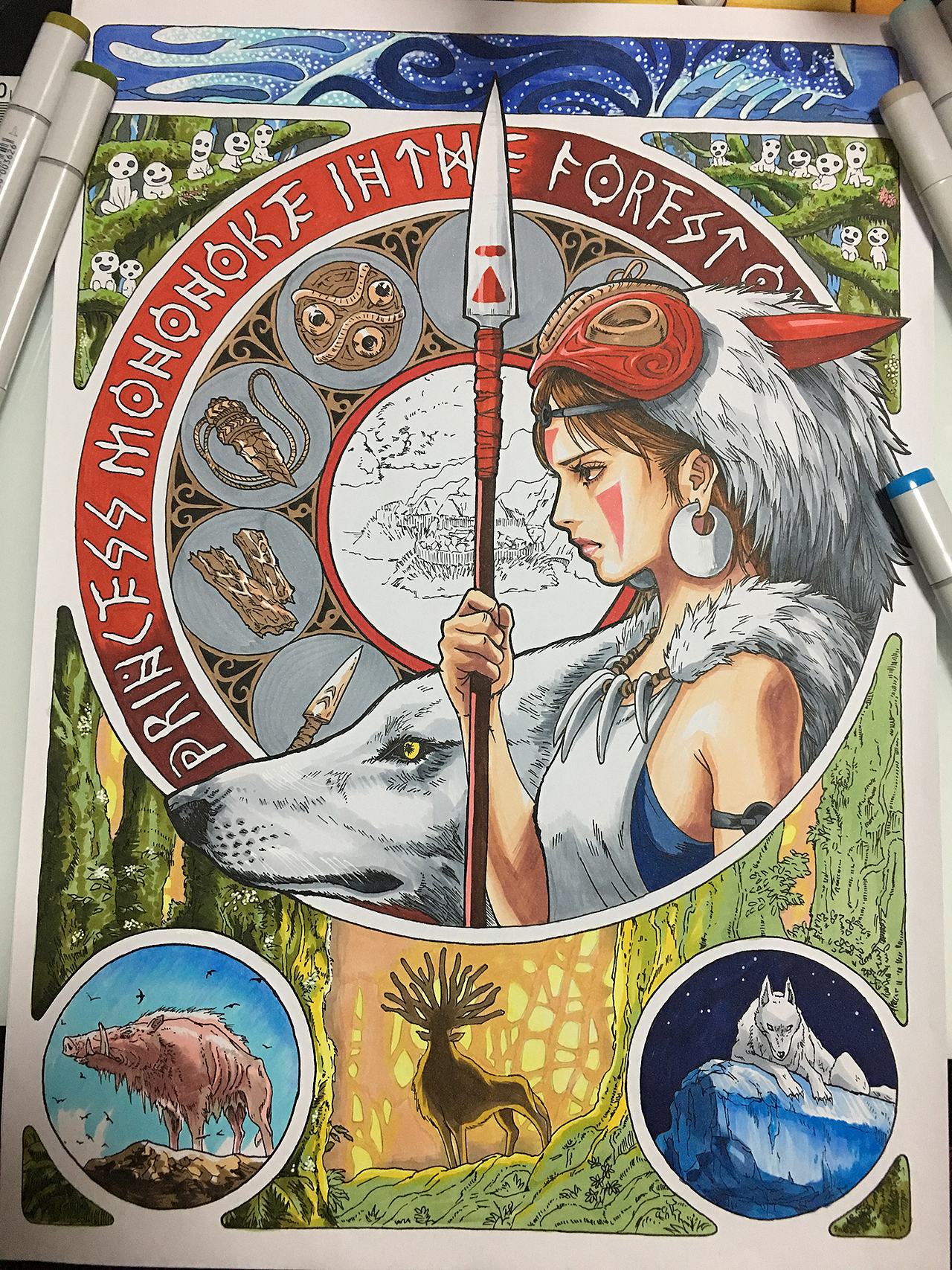 那些年，画过的动漫——幽灵公主（图ZMjI5OTQxNzcy） - 单幅漫画 - 站酷设计师安天映画原创素材 - 站酷ZCOOL