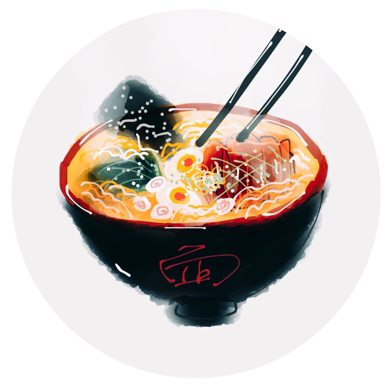 吃日式拉面的女孩|插画|插画习作|许少伟 - 原创作品 - 站酷 (ZCOOL)