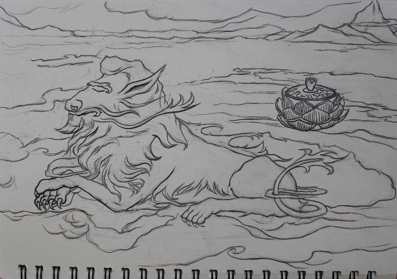 【龙生九子】-《狻猊》|插画|创作习作|半度呼噜_原创作品-站酷zcool