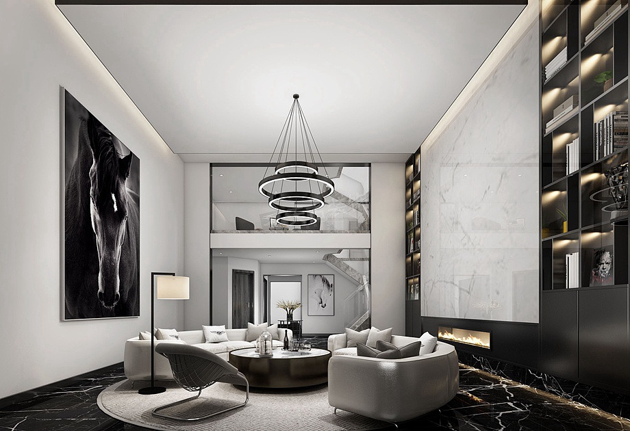 内灯带在白色壁面的漫反射下,形成光线柔而不散的呼吸感.