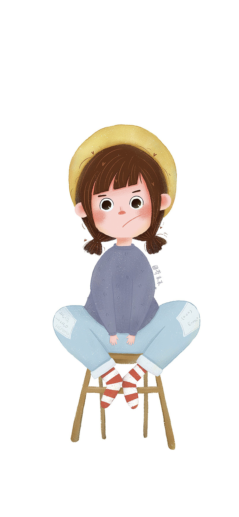 【procreate】坐板凳的小女孩