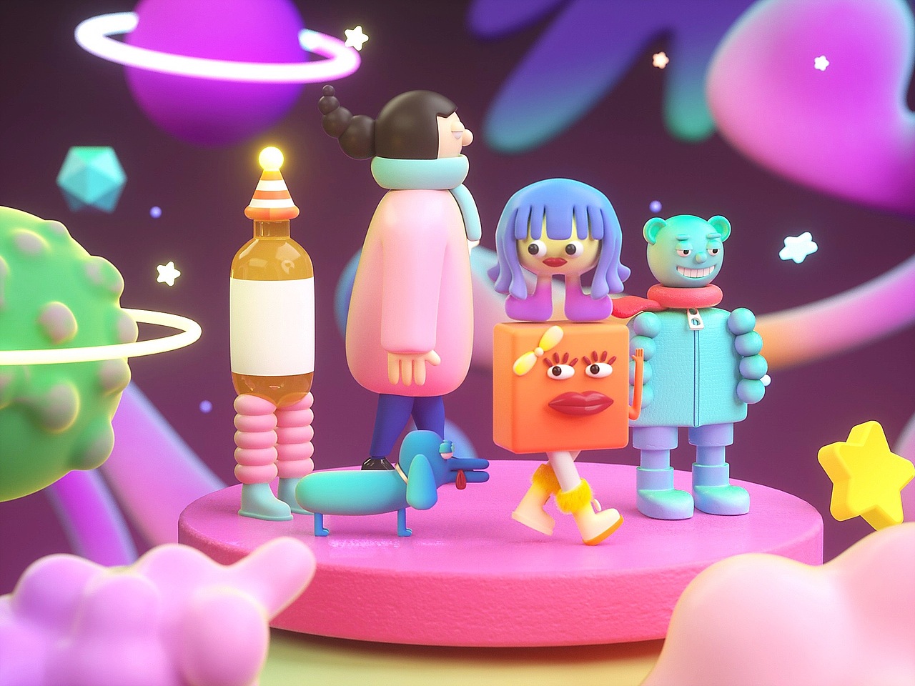 卡通风格的c4d练习|三维|动画/影视|大地丫_原创作品-站酷zcool