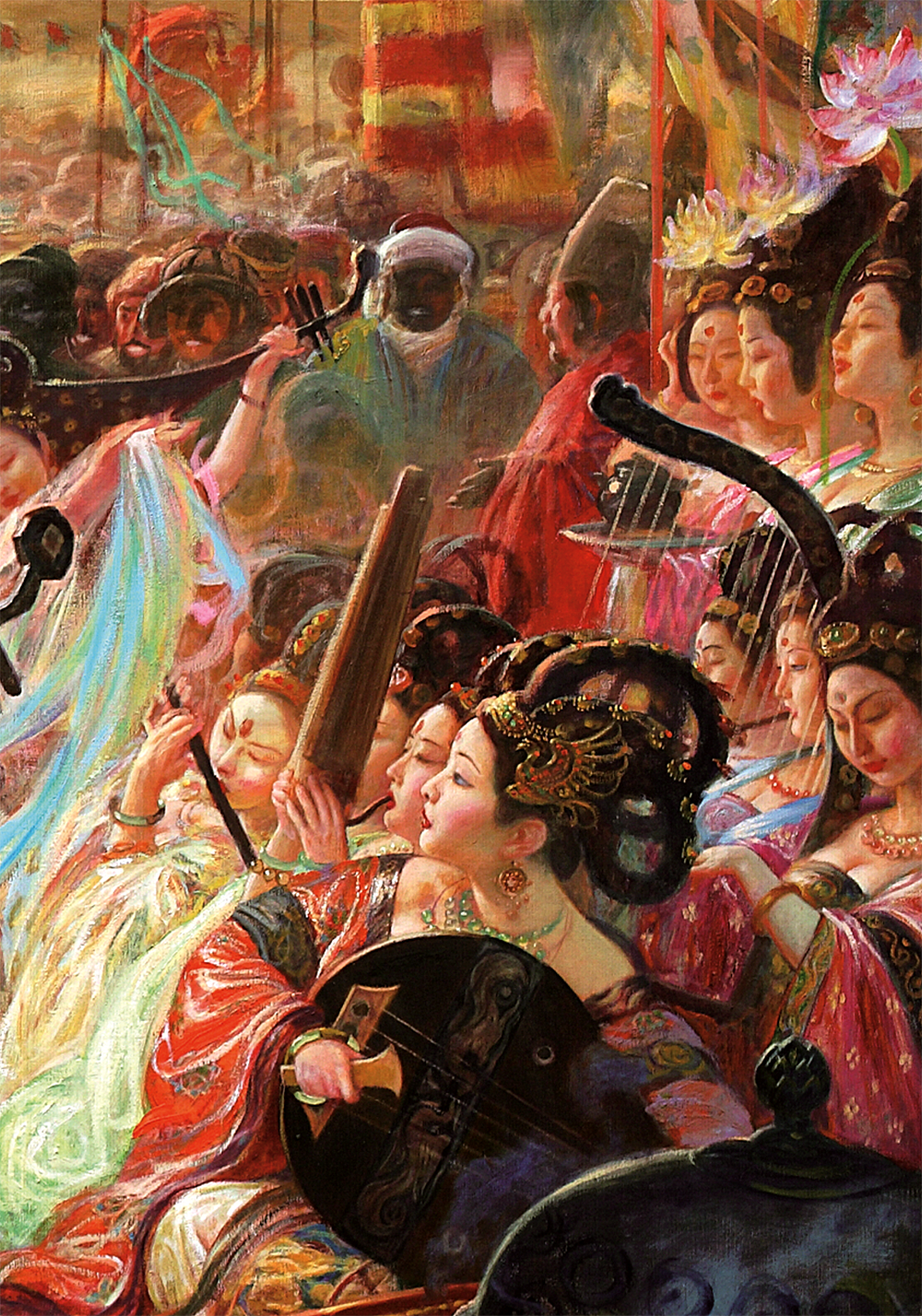 油画作品大唐皇帝会见外国使臣