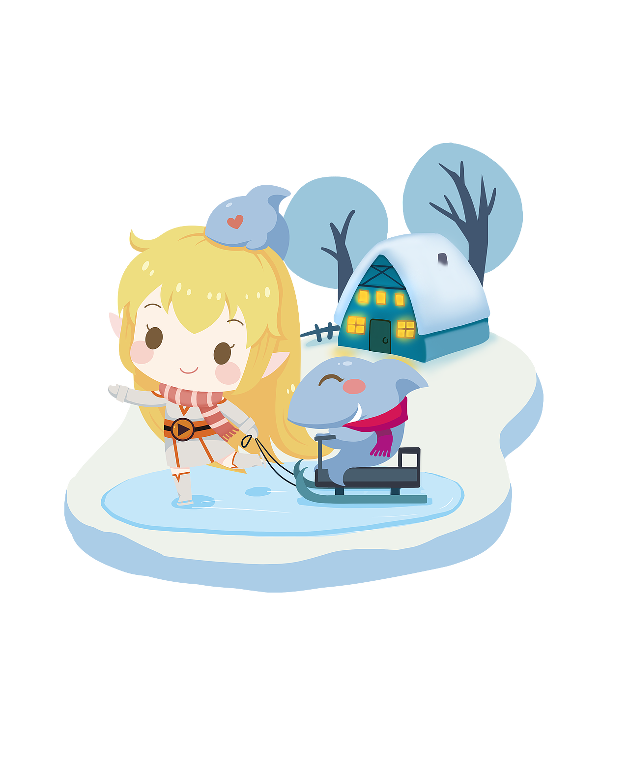 斗鱼鲨鱼娘设计/人设/扁平/Q版/表情包延展/壁纸/应用（图ZMjQyMzIyNDcy） - 闪屏/壁纸 - 站酷设计师阿步秀秀原创素材 - 站酷ZCOOL