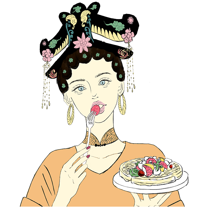 戏曲古风插画，吃披萨🍕的菇凉（图ZMjA4NTQyOTQ4） - 艺术插画 - 站酷设计师小小XIAO122原创素材 - 站酷ZCOOL