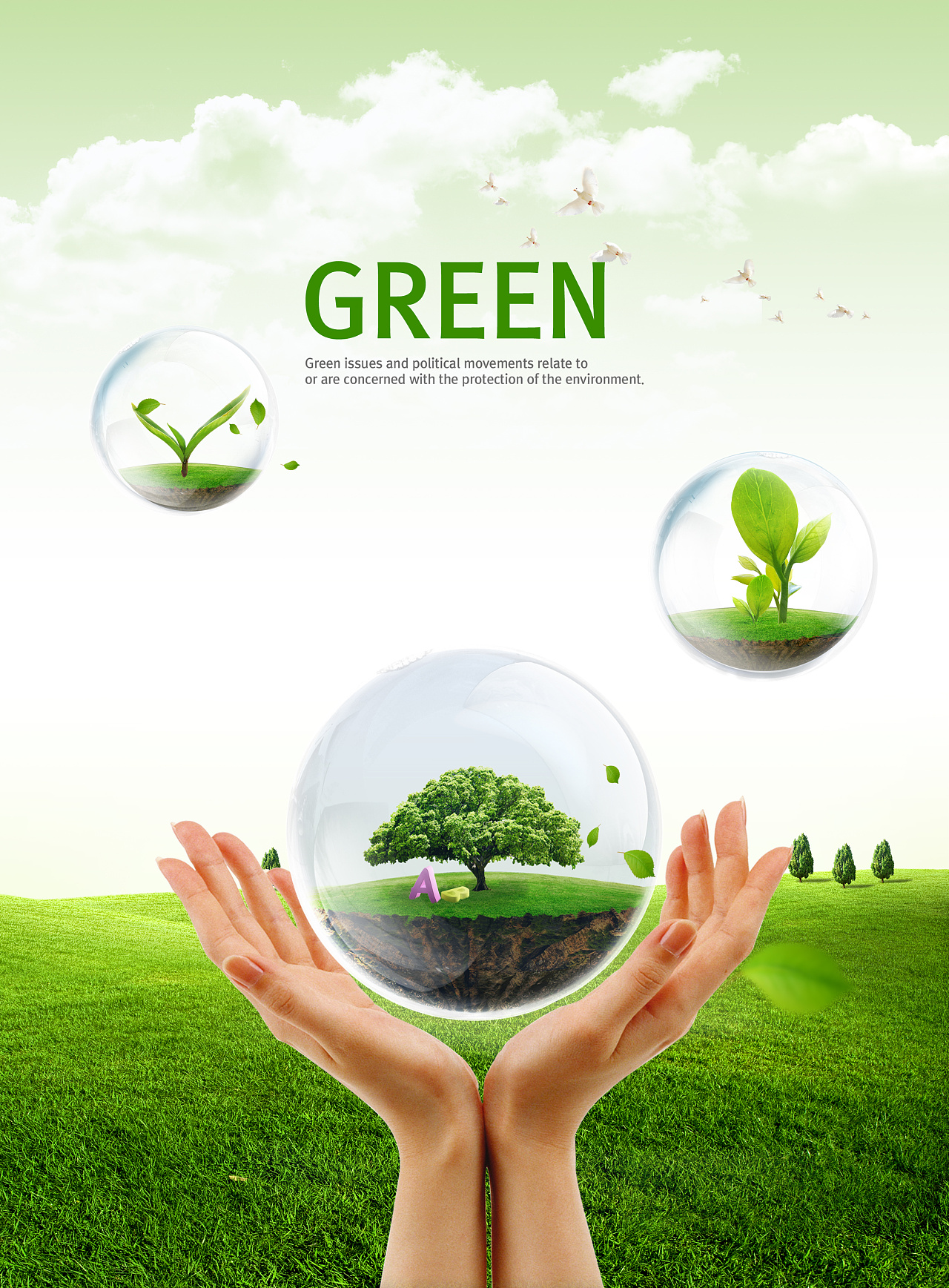 保护环境主题PPT模板 绿色地球背景PPT素材-人人PPT