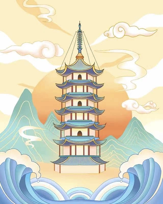 中国传统建筑简单构图|平面设计