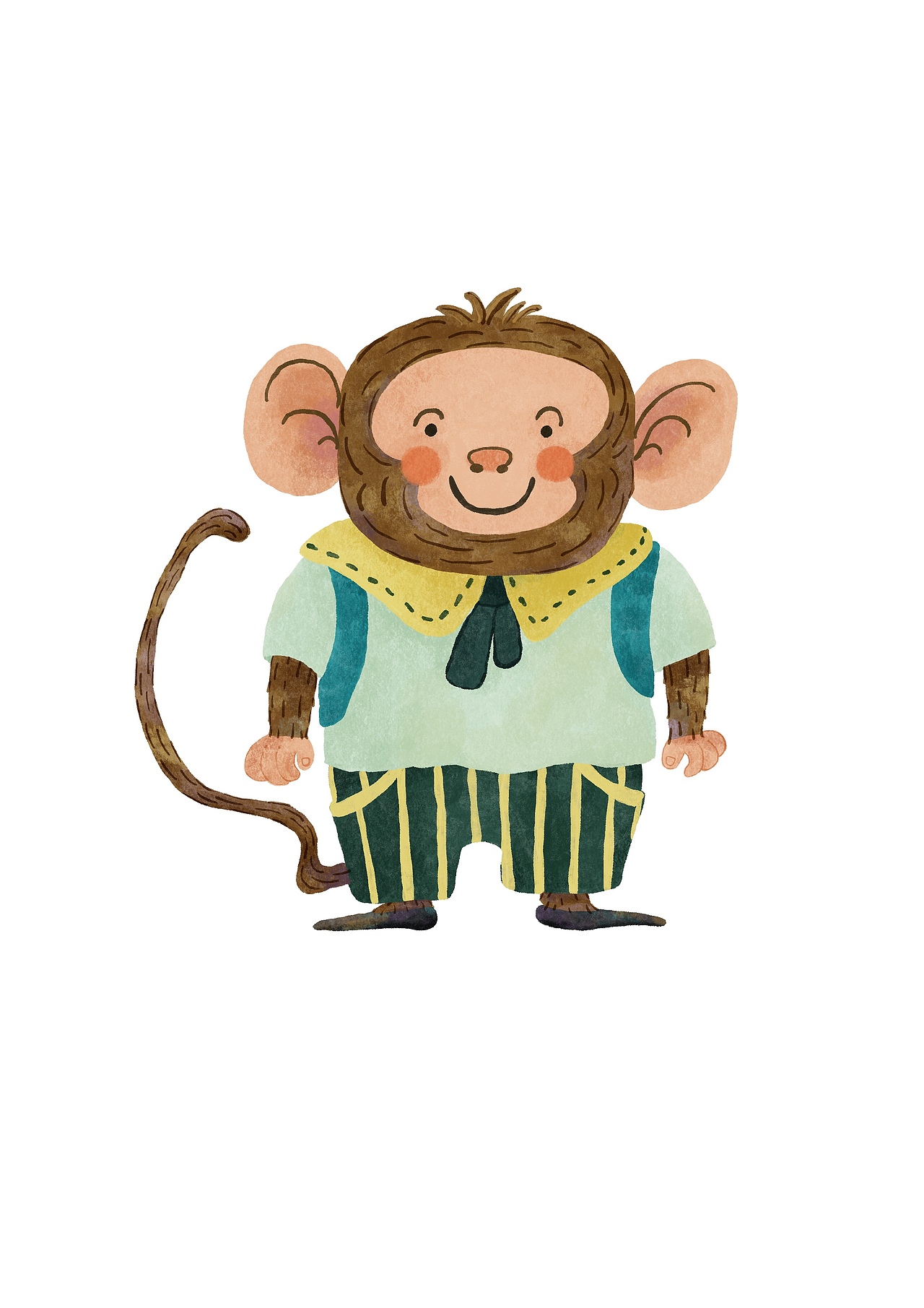 儿童插画-憨憨的小猴子.