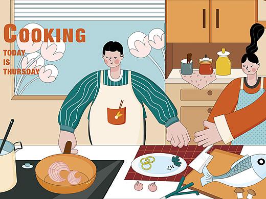 帮厨 AI矢量插画