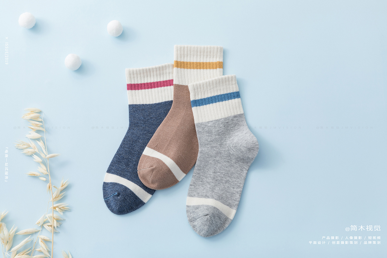 男童袜子拍摄 儿童袜子静物平铺创意 电商产品摄影