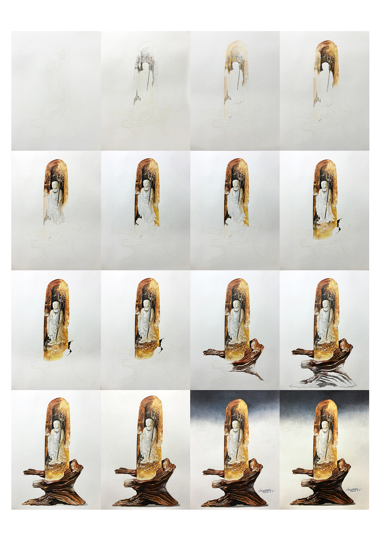 彩铅手绘水晶地藏王菩萨