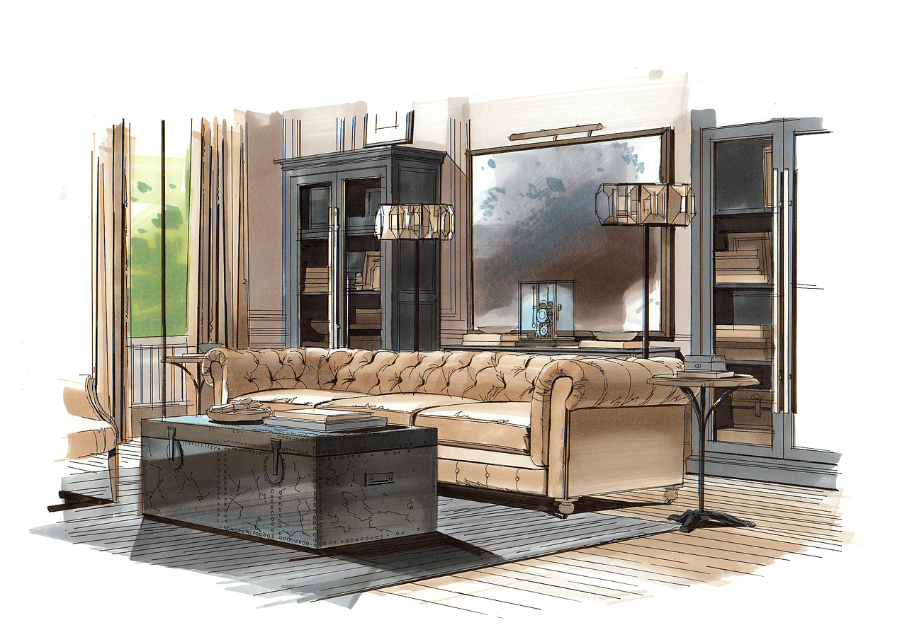 室内手绘空间步骤图上色欣赏（五）