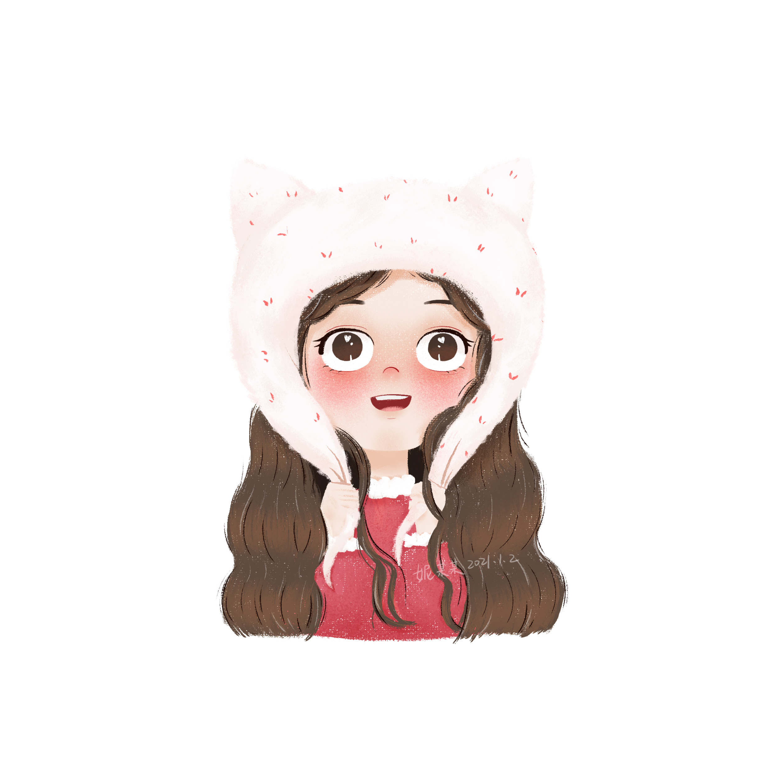 插画头像小女孩