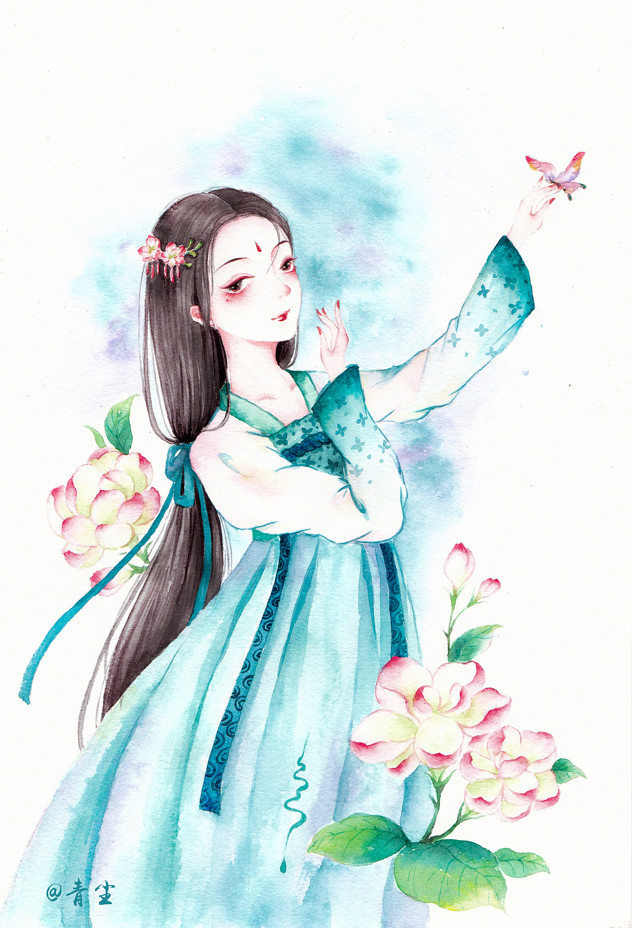 古风人物花卉拟人茉莉