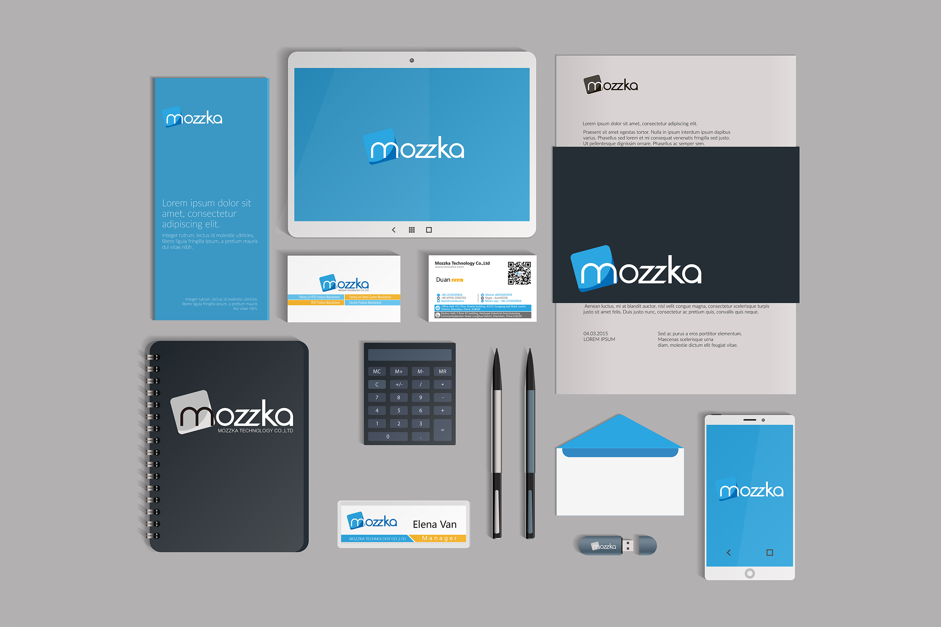 mozzka外贸公司logo及应用设计