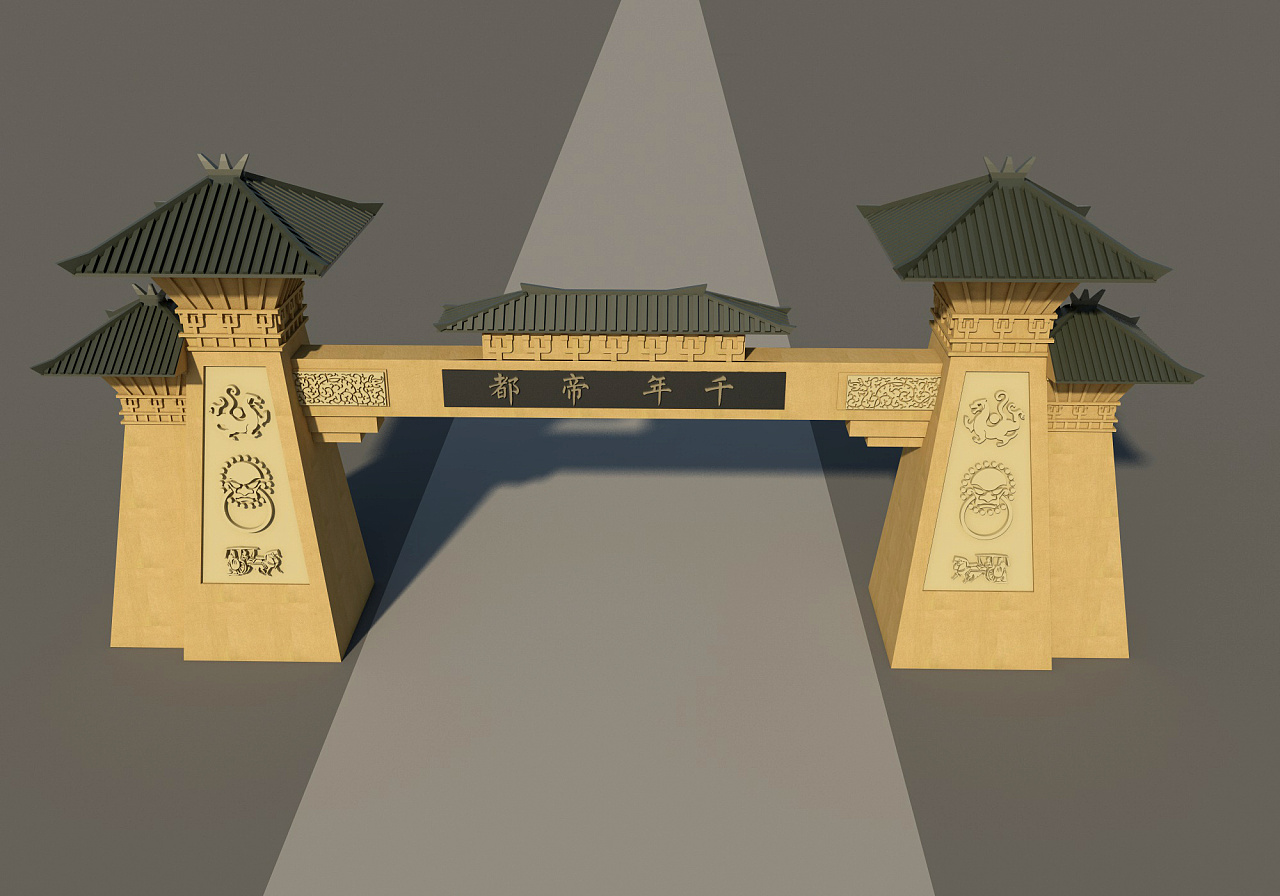 汉阙大门三维建模渲染练习(cinema 4d vray )